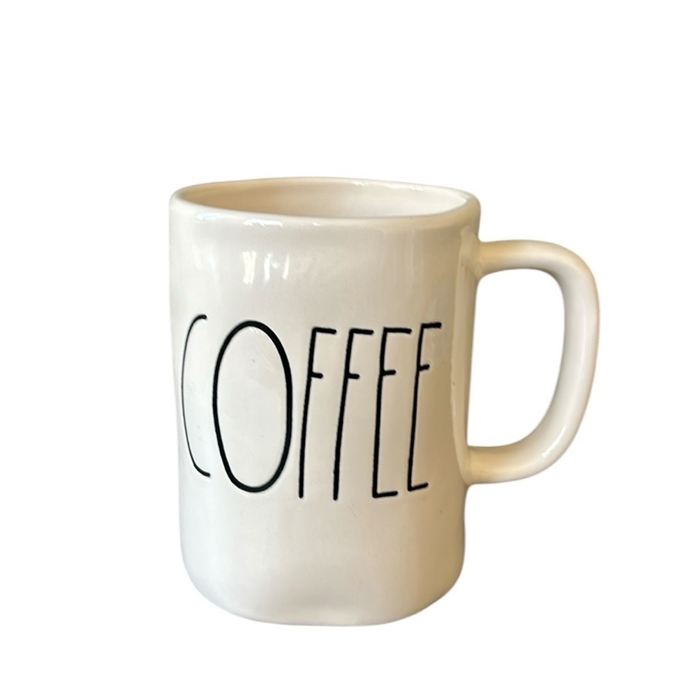 “Coffee” White Ceramic Farmhouse Coffee Mug